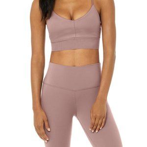 Alo Yoga 7/8 high-waist airbrush legging and lavish bra in woodrose. Size s